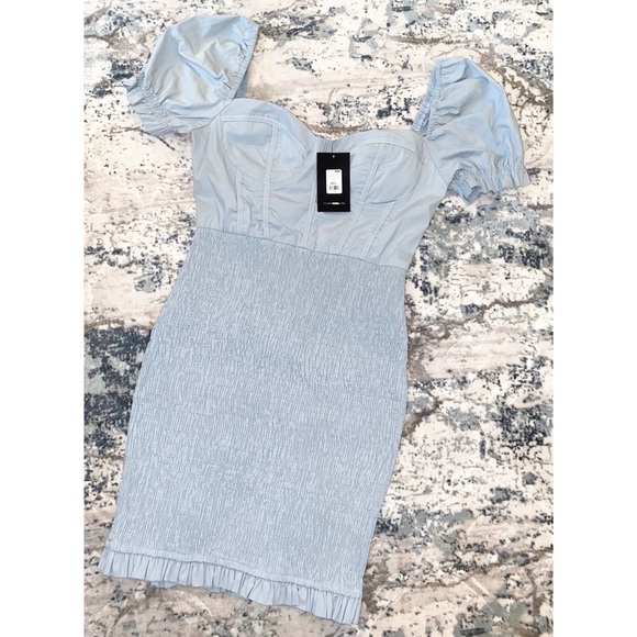 FashionNova blue smocked mini dress - Picture 2 of 7